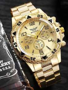 4件套男士石英表套装：经典合金表带，多种款式设计。佩戴舒适耐用，是父亲节送给父亲或祖父的贴心孝顺礼物，适合日常散步和家庭聚会。 - 彩色 - 查看 8