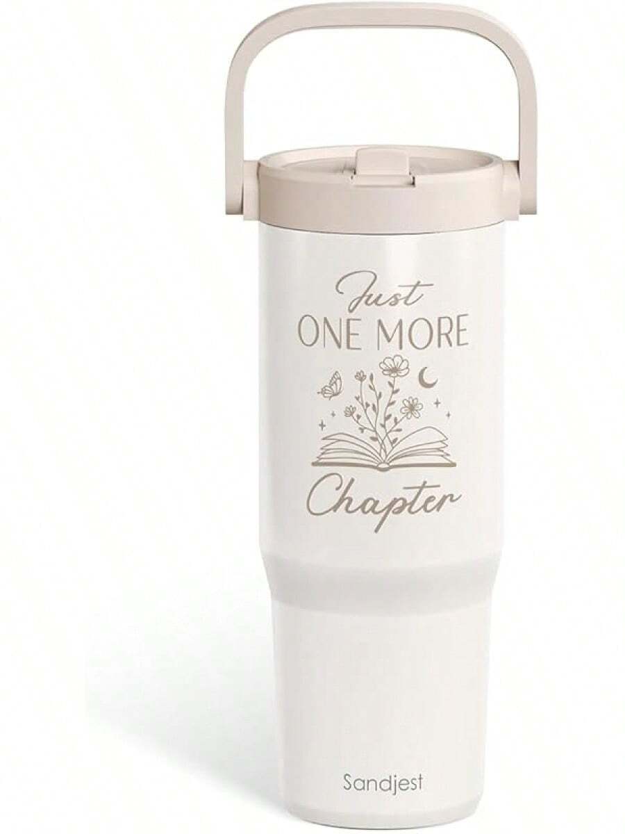 Pink Bow Stainless Steel Straw Lid Tumbler 30oz With Carry Handle For Women Girls, Insulated Travel Coffee Cup, Gift For Sports Outdoor Workout Christmas Birthday - Book Lover - 查看 1
