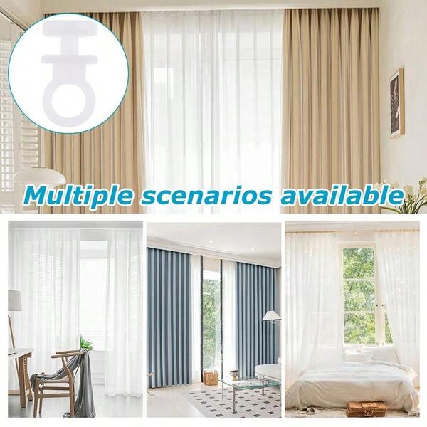Pcs Multi-Use Plastic Curtain Gliders And Hooks, Plastic Curtains Track Glider Hook For Window, Caravan Curtain Hooks,...