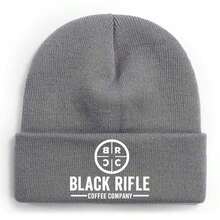 Black Rifle Coffee Company Logo On Green Gradient Background Winter Beanie For Men Women Soft Warm Knit Hat Ski Stocking Cuffed Cap - 灰色 - 查看 1