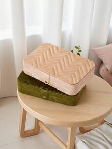 1pc Premium Velvet Zipper Jewelry Box, Earring Necklace Ring Organizer Case, Large Capacity Velvet Jewelry Storage Box, Unique Gift For Women, Suitable For Travel - Multicolor - View 1