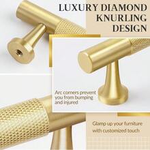 2Pcs 5 Inch Solid Brass Cabinet Pulls Kitchen Cupboard Handles Modern Drawer Pulls Bathroom Cabinet Pulls Wardrobe Door Handles Hole Centers:5"(128mm Gold) - 2PcsWideBasePulls - View 4