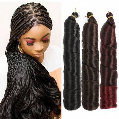 French Curls Braiding Hair Extensions Synthetic Hair Loose Wave Spiral Curl Braids High Temperature Ombre Pre Stretched Hair Extensions For Women