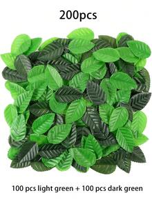 100/200pcs Artificial Green Leaves, Wedding Artificial Rose Leaves Decoration, Fake Faux Leaf For Valentine's Day, Themed Parties, New Year's Day, Garden Decorations, Crafts Scrapbooking Floral Arrangements Home Kitchen Wedding Garland Decoration