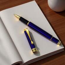高端行政蓝色圆珠笔/重金属圆珠笔/高级蓝/黑色墨水 - 书写流畅/商务人士及公司礼品/营造极致办公氛围及男士礼品/畅销日记本及签名笔 - 藍色 - 查看 7