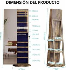 Vlsrka Armario Joyero Giratorio 360°, Espejo de Cuerpo Entero con Almacenaje de Joyas, Organizador de Joyas de Pie con Espejo, Giratorio, Gran Capacidad(Marrón) - Marrón - Ver 3