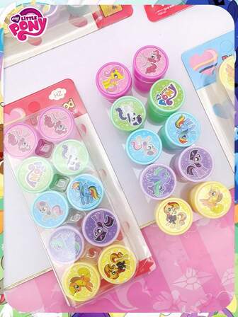 MY LITTLE PONY 10/20枚小马宝莉儿童印章奖励计划玩具卡通可爱女孩爱心紫悦印章小马文具送给好朋友的最佳节日派对氛围装饰，完美的派对装饰