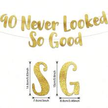 Set Of 30/40/50/60/70/80/90 Never Looked So Good Gold DIY String Glitter Banner - 30th,40th,50th,60th,70th,80th,90th Anniversary And Birthday Party Decorations-Golden Milestone Glitter Banner - Sparkling Birthday Party Decorations,Beach,Wedding - Multicolor - View 12