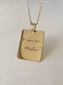 1pc Custom Handwriting Necklace, Actual (Your Own) Handwriting, Personalized 18k Gold Engraved Pendant Necklace, Personalized Signature Jewelry, Suitable For Women, Personalized Gift For Friends, Couples And Family, Special Design Birthday Gift Jewelry,Gifts For Her Girlfriend,Mom,Family,Friends For Anniversaries,For Birthdays,For Daily Wear,For Prom,For Mother's Day - 彩色 - 查看 6