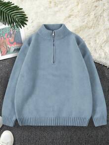 1pc Boys & Teens' Fashionable Solid Color Comfortable Casual Pullover Sweater, Suitable For Outdoor Or Indoor Wear, Warm & Thick, Autumn/Winter