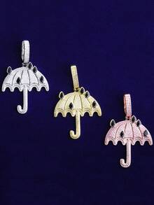 DUBSS 1 Piece Iced Out Umbralla Necklace Pendant For Men 5A Cubic Zirconia Gold Plated Hip Hop Jewelry - Umbrella - View 8