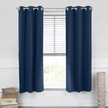 ESQUIMAL Cortina Blackout Juego de 2 Cortinas con Ojales - Blackout Curtains 2 Panels (Azul Marino, 0.94 x 1.60 m) - Negro - Ver 1