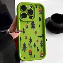 Funda de Teléfono a Prueba de Golpes con Protección Completa de Invierno y Nieve de Casa de Árbol de Navidad, Cubierta de Teléfono de TPU Duradera y a la Moda, Compatible con 11/12/13/14/15/16 Pro Plus Pro - Colores mixtos - Ver 3