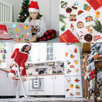 38pcs Christmas Fridge Magnets, Santa Claus Holiday Party Decor, Soft Magnetic Christmas Fridge Stickers, Holiday Decorations Featuring Christmas Tree, Santa, Snowman And More Patterns, Suitable For Fridge, Garage Door, Office Holiday Decor