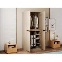 Zestaw do przechowywania ubrań i szafy - Naturalne drewno + Drewno - Zobacz 11