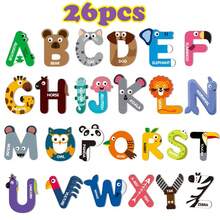 26 liter magnetycznych, odpowiednie dla dzieci w wieku 3+ lat, magnetyczne naklejki z alfabetem, zabawka z tablicą do rysowania, zabawka do nauki ortografii dla przedszkolaków, duże i małe litery alfabetu na lodówkę - Wielokolorowe - Zobacz 13