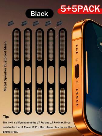 5 piezas de malla antipolvo de metal para iPhone 17 Pro Max/17 Air/17/16/15/14/13/12 Series, fabricada de material de metal duradero, en colores negro/plateado/dorado/verde/rojo/azul/morado/titanio del desierto y talla grande colores
