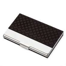Stainless Steel & PU Leather High-End Blue & White Porcelain Embossed Diamond Business Card Holder