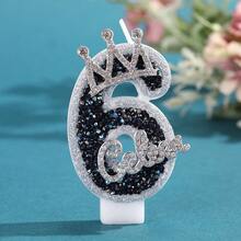 1pc Creative Digital Candle Crown Decoration Cake Decoration Candle, 0-9 Gray Black Shiny Digital Candle, Suitable For Birthday Cakes, Large Holiday Parties - Black and Gray - View 8