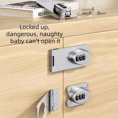 1pc/2pcs Combination Lock For Cabinets And Doors, With 3-Digit Combination Rotary Lock, Adhesive/Drill Hole Mount For Wardrobe, Drawers, File Cabinets, Heavy-Duty Metal, Anti-Theft, No Power Needed, Ideal For Home And Office, Keyless Security, No Battery Required, Easy Installation.
