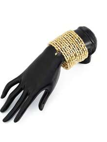 Bracelet Stack Silver Asymmetric CCB Beaded Stretch Bracelets For Women Stretchy Bracelets Vintage Elastic Stackable Bracelet Set Women Jewelry Dainty Fashion Accessories - Gold - View 7