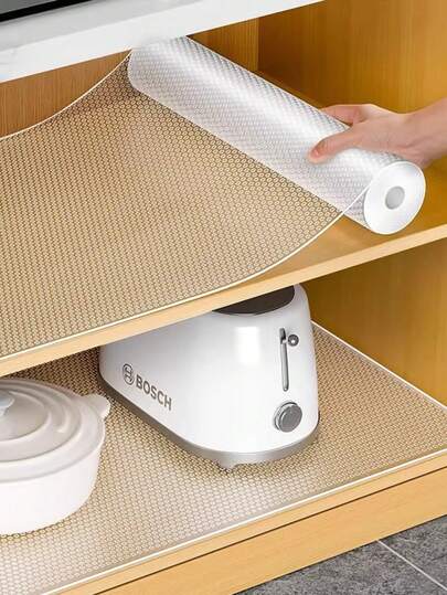 1 Roll, Cabinet Liner, Suitable For Cabinets, Drawers And Refrigerators, Easy To Clean, Waterproof, Oil-Proof, Moisture-Proof And Dust-Proof, Kitchen Countertop Pad, Furniture Cabinet Drawer Organizer, Home Decoration, Party And Christmas Storage