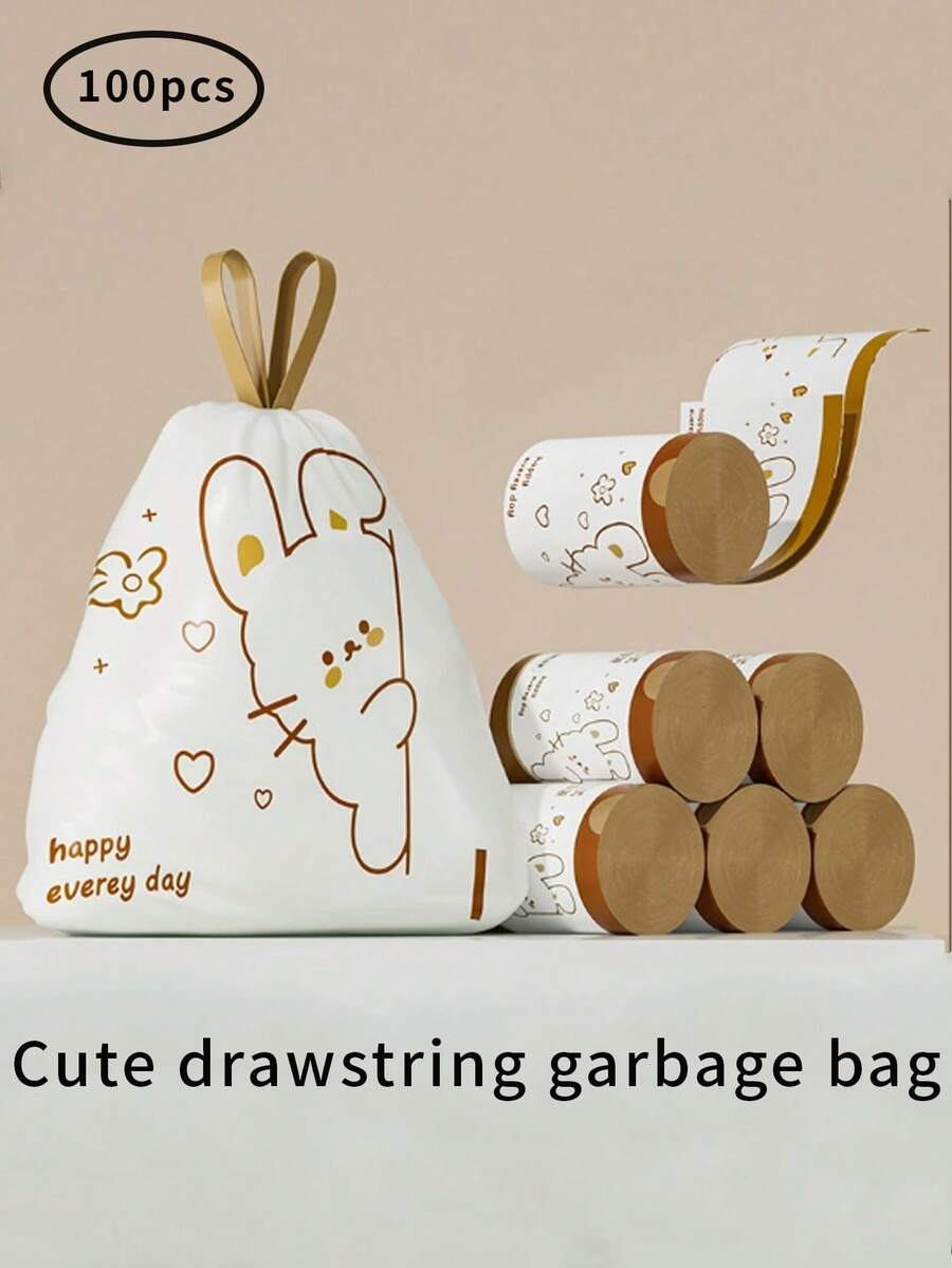 Approx 90 Drawstring Trash Bags, Thick Printed Handles, Suitable For Nursery Diaper Storage, Outdoor Diaper Disposal, Multi-Purpose Disposable Garbage Bags