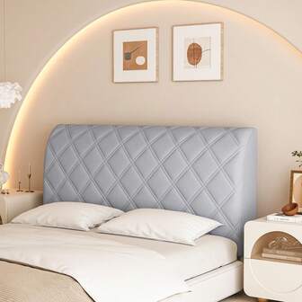 1件纯色菱形绗缝柔软羽绒被套，纯色加厚绗缝天鹅绒床头板套，牛奶色超细纤维全包裹式设计，弹性背部面料，简约优雅，触感柔软顺滑，经久耐用，带来全新睡眠体验，可机洗，享受如云朵般轻柔的床头板，全包裹式床头板套，加厚柔软填充物，升级床头板，适用于单人床和双人/大号床。