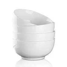 4-Piece Ceramic Cereal Bowl Set, 590ml White Porcelain Bowl Set, Cereal Bowl, Salad Bowl, Dessert Bowl, Soup Bowl, Microwave And Dishwasher Can Use - trắng - Xem 8