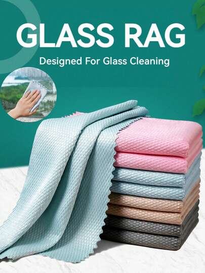 1/5/10片装神奇清洁布，鱼鳞纹玻璃清洁布，玻璃专用神奇清洁布，吸水性强，不掉毛，不留水渍，家用厨房擦拭布，汽车车窗及后视镜清洁布，可重复使用洗脸巾，浴室镜面清洁布，多用途