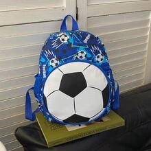 1pc Youth Football Nylon Backpack, Cute Cartoon Football Design Zipper Closure Daypack, Suitable For Autumn/Winter Daily Use - A - View 7