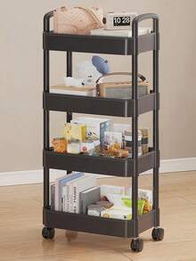Practical Plastic Rolling Cart With Swivel Wheels, Storage Shelving Unit, Utility Cart For Kitchen, Office, Living Room, Bathroom, Snack And Toy Organizer, Movable Storage Rack With Wheels, Ideal For Home And Office Organization, Holiday & Kids Gift