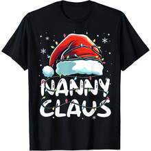Nanny Claus Christmas Lights Matching Family Xmas Pajama T-Shirt - Women's T-Shirt,Men tshirt , Unisex style Gift T-Shirt ,Comfortable home wear, Daily fashion, Party wear T-shirt, Sizes S - XXL, Black - Negro 20 - Ver 2