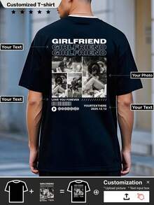 Customize Personalized T-Shirts, Men's Sports T-Shirts, Perfect As A Valentine's Day Gift - You Can Add Photos (Girlfriend, Wife) To Design Your Own Personalized Printed T-Shirt. - Black - View 1