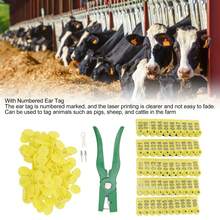 Pinzas para colocar crotales en animales de granja: Aplicador de crotales numerados para cerdos, ovejas y vacas - Amarillo - Ver 2