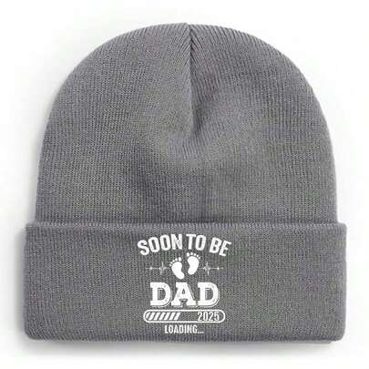2025 Soon To Be Dad  Baby Footprints Loading Winter Beanie For Men Women Soft Warm Knit Hat Ski Stocking Cuffed Cap