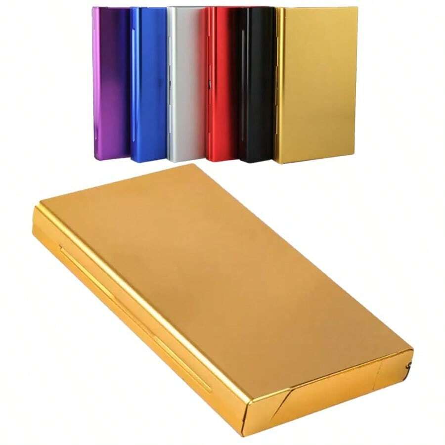 Metal Cigarette Case For 100mm Slim Cigarettes Alloy Shell Holds 20 Slims 2 Rows Pocket Size Lightweight For Men And Women (Gold 1 Pack) - A - Xem 1