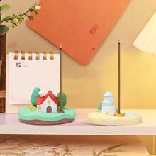 1 pièce Brûleur d'encens et support en résine de mini maison d'île créative et mignonne (bâtons d'encens non inclus), accessoire de décoration d'intérieur de style zen, cadeau de conception originale pour l'anniversaire, Noël, la Saint-Valentin - Multicolore - Voir 3