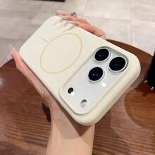Ốp điện thoại silicon lỏng bóng bẩy sang trọng, tương thích với iPhone 17 Air, 16, 15, 14, 13, 12, 17 Pro Max Plus, kèm nắp mềm từ tính. - Trắng cổ - Xem 6