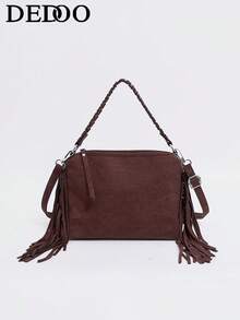 Dedoo Tassel Autumn/Winter New Style Fashionable And Sophisticated Chic Single Shoulder Bag, Underarm Bag, Niche Design Crossbody Bag. - Coffee - View 6