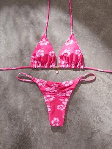 PEPPERMOLLY Bộ bikini hai mảnh màu hồng đậm bán chạy nhất mùa Xuân/Hè 2026, gồm áo và quần tam giác, kiểu dáng gợi cảm và tôn dáng, thích hợp cho kỳ nghỉ biển và tiệc bể bơi của phụ nữ. - Hồng đậm - Xem 4