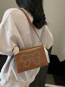 时尚韩版可爱铆钉蝴蝶结单肩包，别致个性化斜挎包带吊坠 - 彩色 - 查看 9