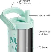 Pink Bow Stainless Steel Straw Lid Tumbler 30oz With Carry Handle For Women Girls, Insulated Travel Coffee Cup, Gift For Sports Outdoor Workout Christmas Birthday - 護士2 - 查看 2