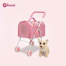 Anivia品牌两件套玩具狗+宠物推车套装，适合3岁以上儿童角色扮演游戏，可作为节日、圣诞节和生日礼物。 - 粉色 - 查看 2