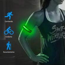 Purplecrystal Pulsera Deportiva LED (Batería incluida) 3 Modos de iluminación,IP65 Impermeable brazaletes Intermitentes de ,para Corredores,Ciclistas,Corredores,campistas.35 * 2.5CM - Verde - Ver 5