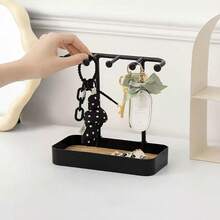 1 Jewelry Display Stand With Drawer Box For Earrings, Necklaces And Jewelry Storage, Featuring A Wooden Base, Desktop Storage Box And Multi-Functional Hanging Storage Rack. Jewelry Storage Hanging Bracket Suitable For Necklaces, Bracelets, Earrings, Rings And Watches, With Hooks Included. Single Or Double Layer Available. Summer Necessity For Women Storage Organizer Gift Travel - Multicolor - View 7