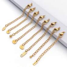 5pcs 304 Stainless Steel Extension Chain Sets End Chains Extension Tails With Clasps Lobster Clasps For Necklace Bracelet Anklet DIY Jewelry Making - Multicolor - View 6