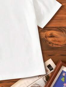 少女标语卡通熊印花短袖休闲圆领T恤 - 白色 - 查看 7