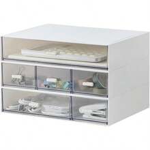 Desk Organizer With 6 Drawers Makeup Organizer Plastic Cosmetic Organizer Bathroom Organization Boxes Desktop Storage Box White