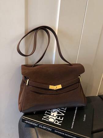 1pc Women's Autumn/Winter Vintage PU Leather Crossbody Bag, Matte Finish With Metal Decor, Elegant High-Quality Versatile Bag For Outings, Shopping, Dates, Etc.